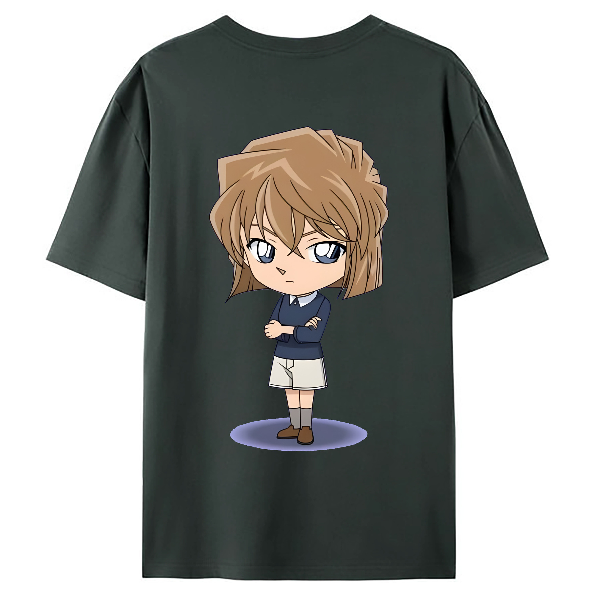 （画像用） 名探偵コナン 灰原 哀 はいばら あい Detective Conan Anita Hailey、Vi Graythorn Haibara Ai 綿100％ メンズ半袖Tシャツ（バックプリント） 通気性